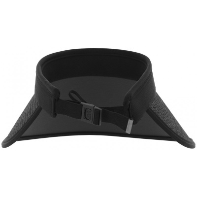 Viseira desportiva preta com fecho ajustável e textura malha
