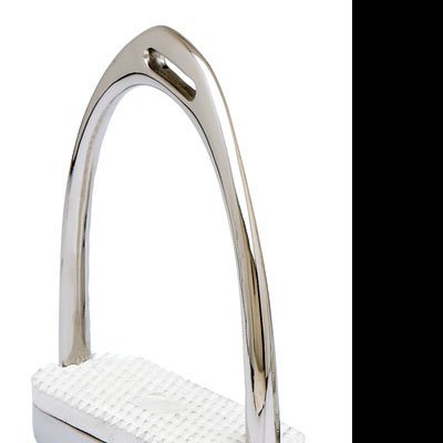 Estribo metálico cromado com apoio branco texturizado