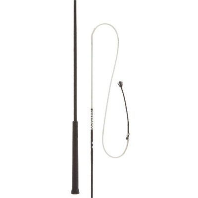 Chicote de equitação com cabo preto e corda branca