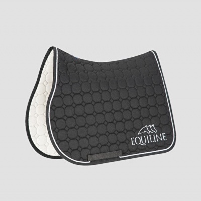 Tapete de sela Equiline preto com bordado branco e textura hexagonal