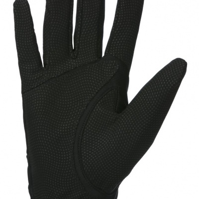 Luva preta têxtil com textura pontilhada
