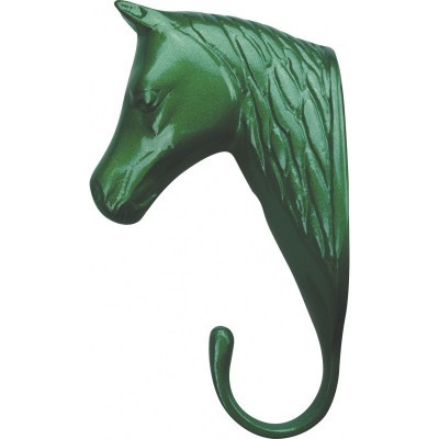 Escultura decorativa verde metálico de cabeça de cavalo