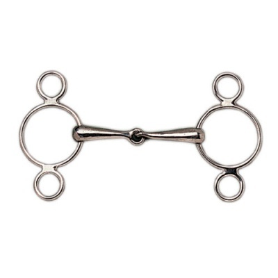 Freio de metal com anéis circulares e argolas adicionais.