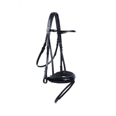 Bridão de couro preto para cavalo com fivelas