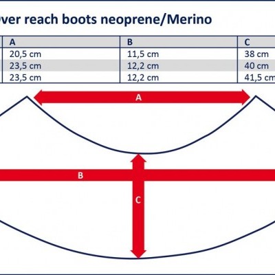 Tabela de tamanhos e esquema de medidas para over reach boots neoprene/Merino