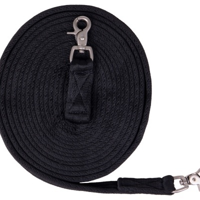 Correia preta para animais com ganchos metálicos