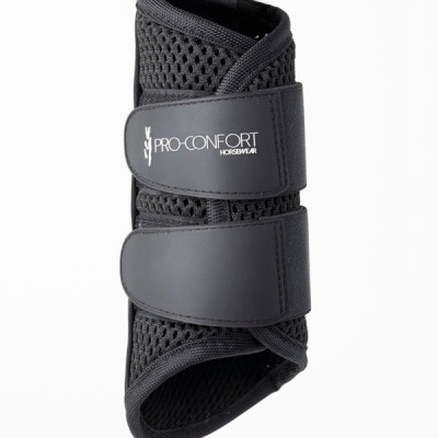 Proteção preta para cavalos com tiras de velcro e etiqueta PRO-CONFORT