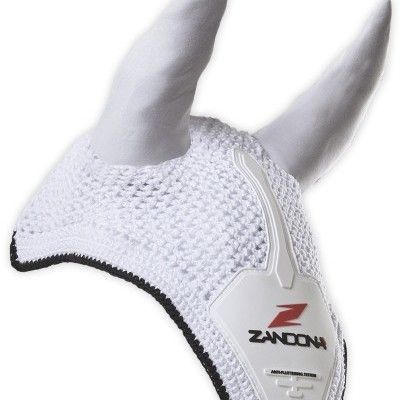 Capuz branco para cavalo com orelhas e emblema ZANDONA
