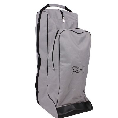 Mochila cinzenta com detalhes pretos e logótipo QHP