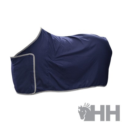 Cobertura para cavalo azul escuro com acabamento cinza