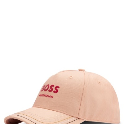 Boné cor de rosa claro com texto vermelho BOSS EQUESTRIAN