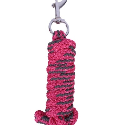 Corda trançada vermelha e preta com mosquetão metálico prateado