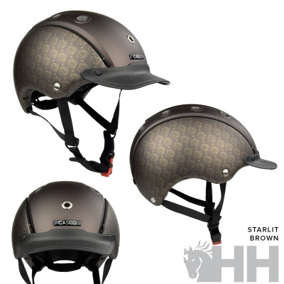 Capacete de proteção castanho com padrão e viseira preta