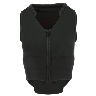 Colete preto com fecho de correr frontal e design ajustado