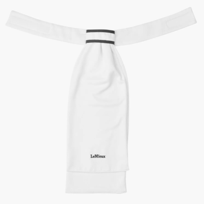 Gravata branca com faixa preta e logótipo LeMieux