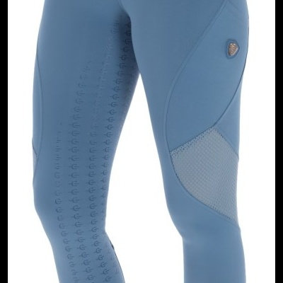 Calças justas azuis com padrão e painéis distintos