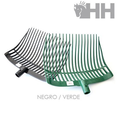 Dois ancinhos de jardim preto e verde com dentes longos e curvados