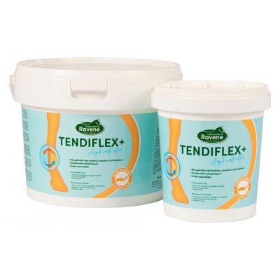 Embalagens brancas do produto Ravene TENDIFLEX+ com rótulos azul claro e detalhes laranja