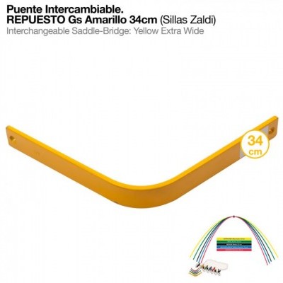 Produto amarelo em forma de cunha com texto Puente Intercambiable e REPUESTO Gs Amarillo 34cm