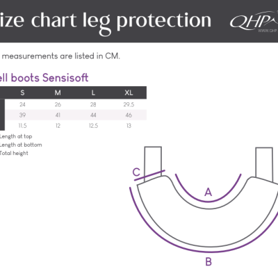 Gráfico de tamanhos para Bell boots Sensisoft QHP em centímetros