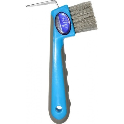 Escova de limpeza com cabo azul e cerdas metálicas