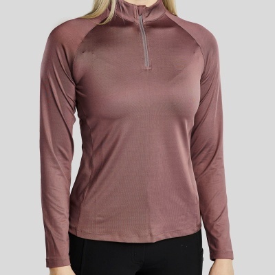 Camisola feminina vinho de manga comprida com meio fecho