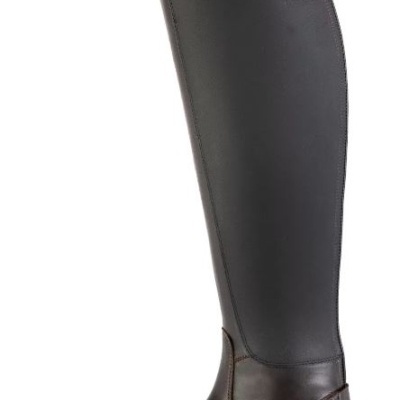 Bota alta preta de equitação em couro com interior castanho claro