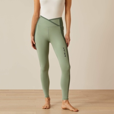 Leggings verdes com cintura cruzada e logótipo ARIAT