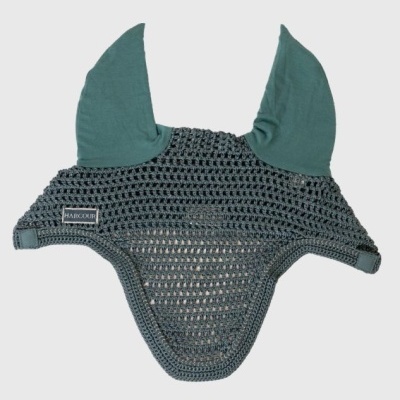 Touca de crochet cinza com orelhas verdes para cavalo com etiqueta HARCOUR