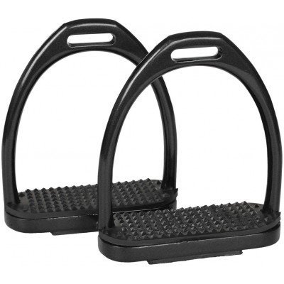Par de estribos de equitação pretos com base antiderrapante