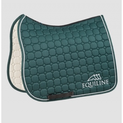 Tapete de sela azul petróleo acolchoado com logo Equiline