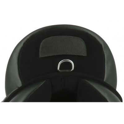 Sela de equitação preta com argola metálica prateada