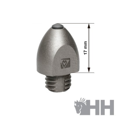 Peça metálica cónica com rosca e indicação de 17 mm