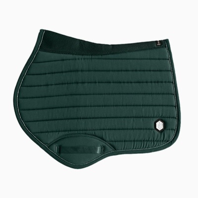 Manta para sela de cavalo verde escuro acolchoada com emblema hexagonal.
