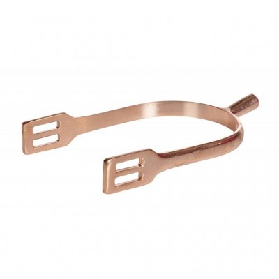 Espora metálica bronze com duas ranhuras em fundo branco