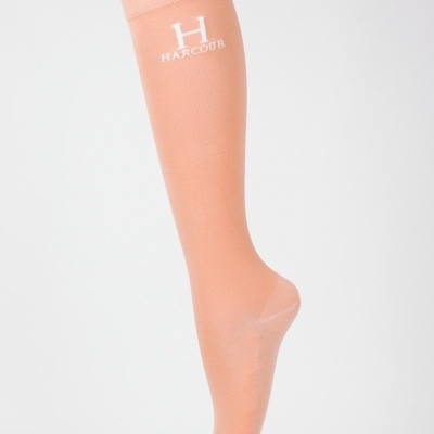 Meia longa coral com logo branco HARCOUR