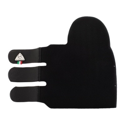 Proteção preta com três tiras ajustáveis e etiqueta ACAVALLO