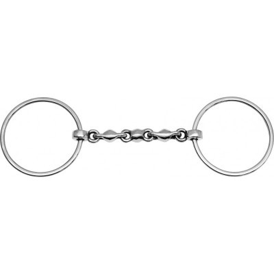 Bridão metálico prateado com duas argolas circulares