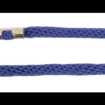 Trela azul de corda trançada com mosquetão metálico prateado