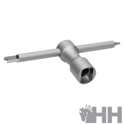 Ferramenta em forma de cruz com chaves de fenda e soquete cinza com logotipo HH