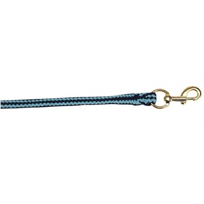 Trela para animais azul e preta com mosquetão dourado