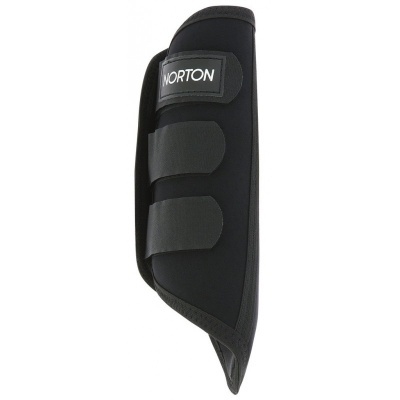 Protetores para pernas pretos com tiras de velcro e etiqueta NORTON