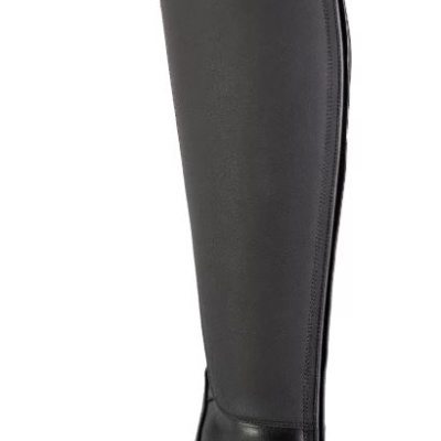 Bota de montaria alta preta em couro com fecho traseiro