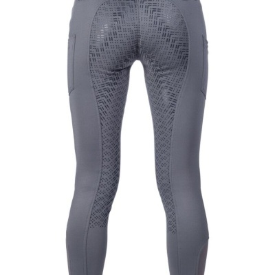 Calças de equitação cinzentas com padrão antiderrapante e bolsos