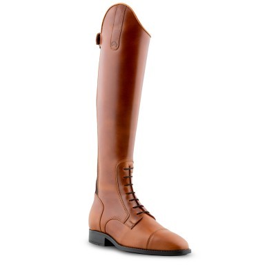 Bota de equitação em pele castanha clara com atacadores