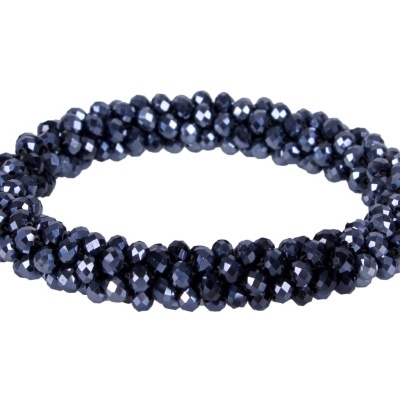 Pulseira elástica de contas facetadas pretas