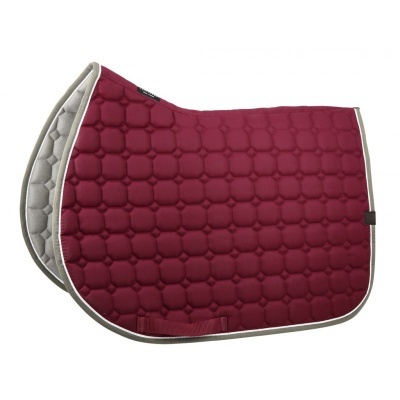 Saddle pad bordô com padrão hexagonal e bordas brancas
