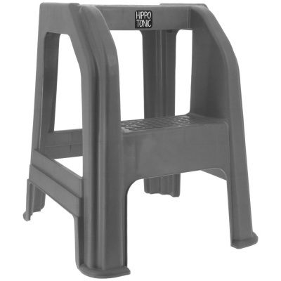 Banquinho cinzento de plástico com degrau antiderrapante da marca HIPPO TONIC