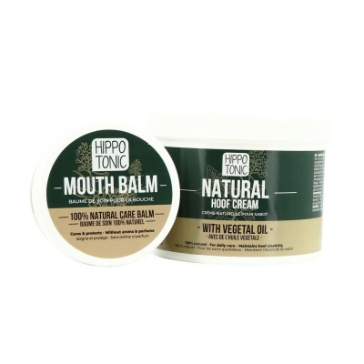 Dois frascos de Hippo Tonic, Mouth Balm e Natural Hoof Cream