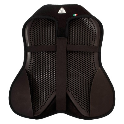 Protetor traseiro preto para equipamento de motociclismo da Acerbis com textura perfurada